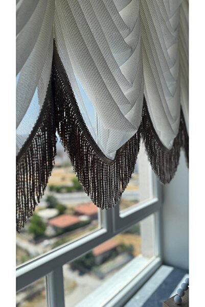 DİLETTO Бежева балонна штора з бавовняної тканини з бавовняною підкладкою (не потребує прасування)