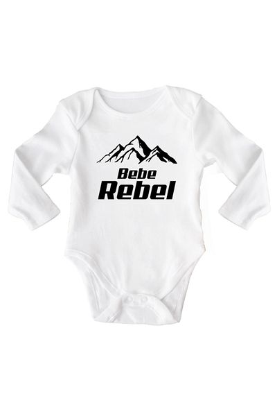 OEM Body bebe, bebe rebel, 12-18 luni, maneca lunga, bonisa creativ, alb, 100% bumbac
