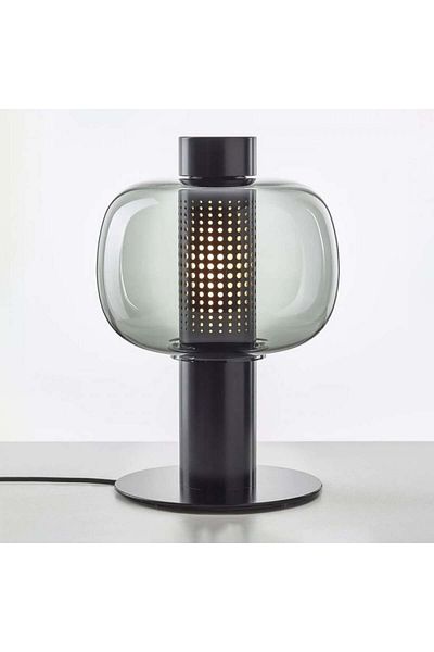 Siera Black Cylindrical Lampshade and Smoke Glass T-7041