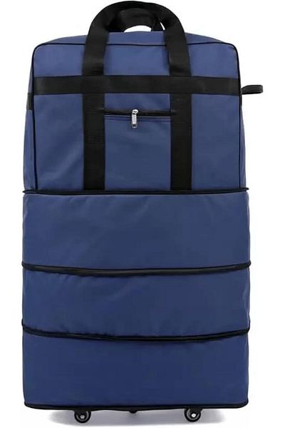 Yuwell YU WELL Expandable Rolling Duffle Bag Wheeled Luggage Foldable Suitcase (Duffle Bag/Wheels, Blue, La