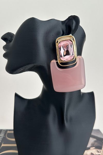 Modex Vintage Geometric Square Stone Acrylic Earrings (7cm)