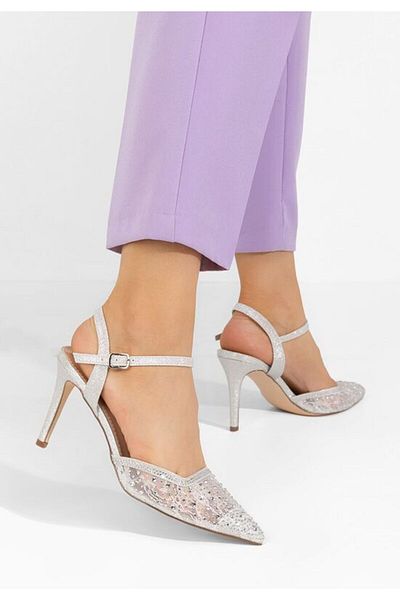 B T Shoes Silver Hortencia thin heel shoes