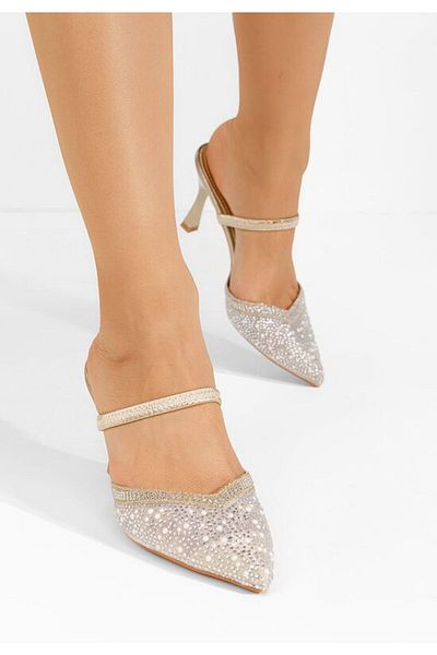 B T Shoes Rosalya gold thin heel shoes