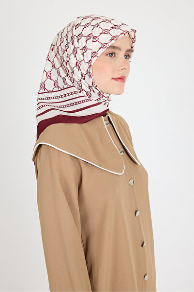 Rays Burgundy Monogram Patterned Scarf 3015