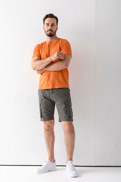 JB John Borners Men's Button Closure Cotton Shorts with Cargo Pockets Khaki - 2855