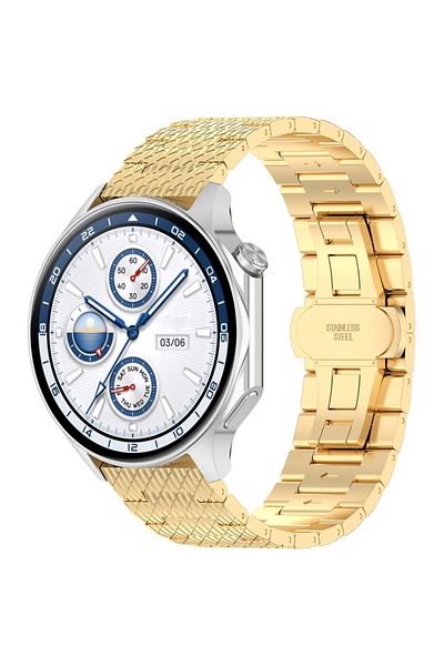 SKYDDAR INNOVATION Stainless Steel Strap for Huawei Watch GT 2 /2 Pro/3 Pro /Ultimate, Xiaomi Watch S1, W052 - Gold