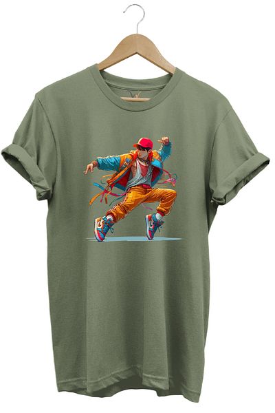 WİDİ Μπλουζάκι Dancing Boy Dancing Boy με στάμπα 100% βαμβακερό κανονική εφαρμογή χακί
