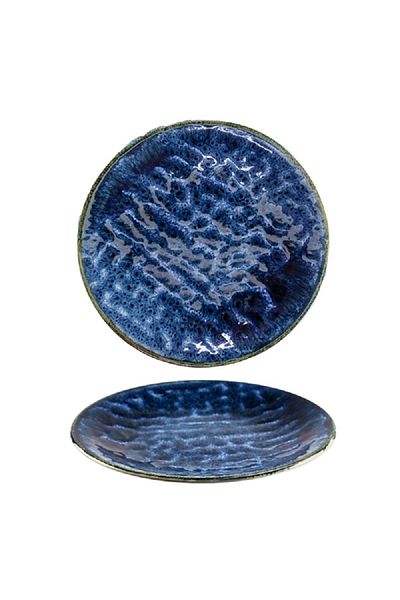 Kütahya Ocean Dishwasher Safe Round Porcelain Flat Dinner Plate Dark Blue 21cm