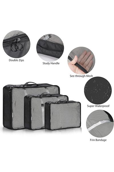 Lumely 8-Piece Travel Organizer Luggage Set,Top Visible Mesh,Transparent & Breathable,Waterproof Fabric