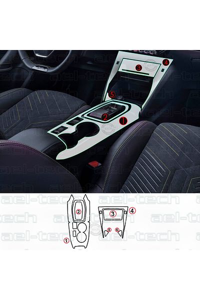 ael-tech Peugeot 2008 E-Toggle Compatible Gear Shift Surround Piano Black Tpu Protector Set of 6
