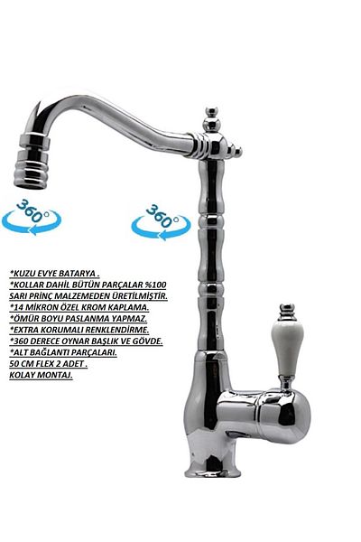 Class Armatür Rustic Chrome Sink Faucet