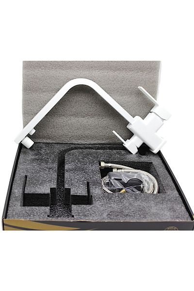 Class Armatür Aritmali White Square Sink Faucet