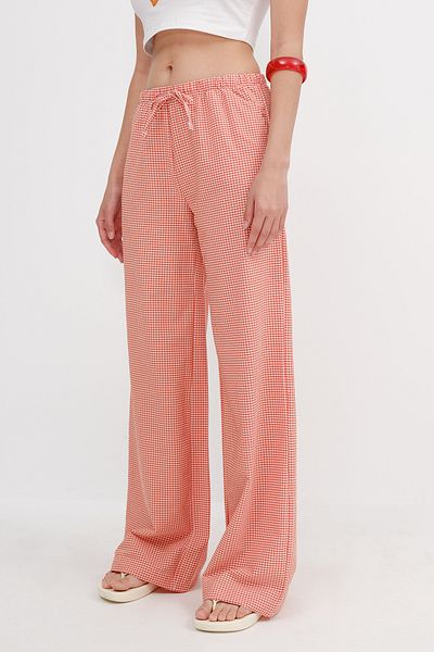 Addax Elastic Waist Gingham Trousers Pn17390