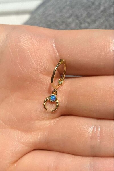 Spossy Silver Jewelry Opal Taşlı Ay Halka Küpe