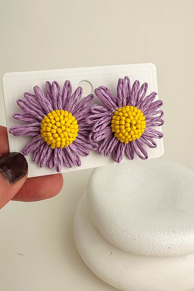 Modex Bohemian Style Bead Detail Daisy Flower Earrings (5cm)