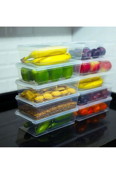 Est Home Self-Covered 1.5 Liter Refrigerator Deep Freezer Storage Container Set 10 Pieces Fruit Vegetables