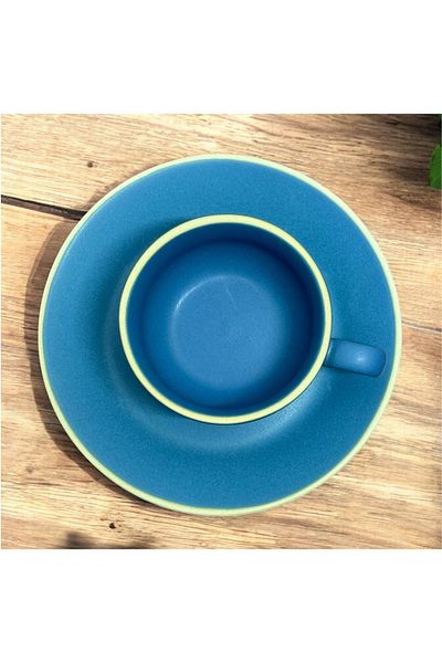 JOVY Set ceașcă și farfurie espresso, CAFFINO, porțelan mat, 80 ml albastru