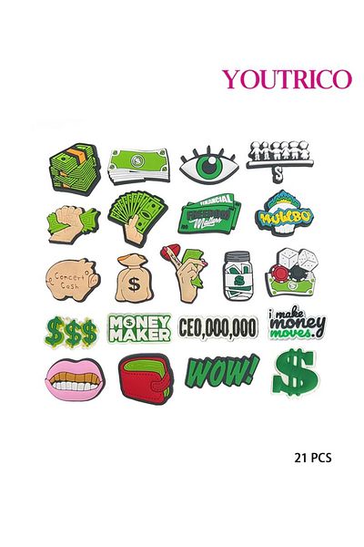 Youtrico 21pcs Dollar Bill Jibbitz Charms for Slipper Ornament
