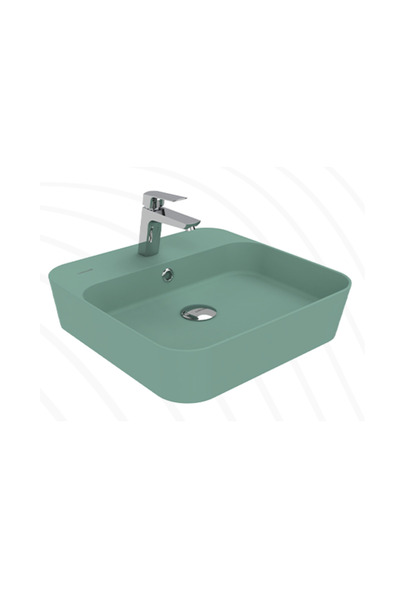 Creavit Loop Kare Masa Üstü İnce Çanak Lavabo 45 cm Nil Yeşili