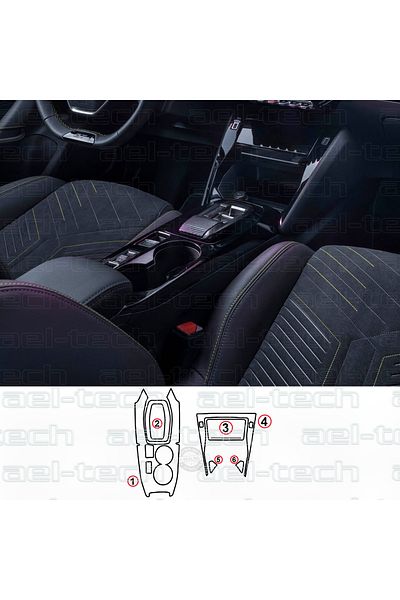 ael-tech Peugeot 2008 E-Toggle Compatible Gear Shift Surround Piano Black Tpu Protector Set of 6