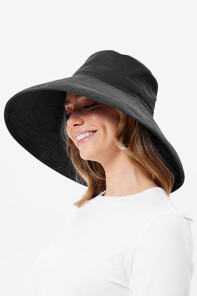 Külah Women's Uv Protective Drawstring Wide Brim Sun Hat - Black