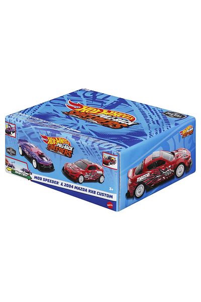 mattel Hot Wheels Set of 2 Pull Back Metal Cars Mod Speeder and 2004 Mazda RX8 Custom 1:43