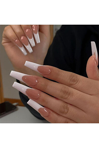 Choice PD-254 24 قطعة/مجموعة أظافر طويلة متدرجة اللون باللون الأبيض من أطراف ...
