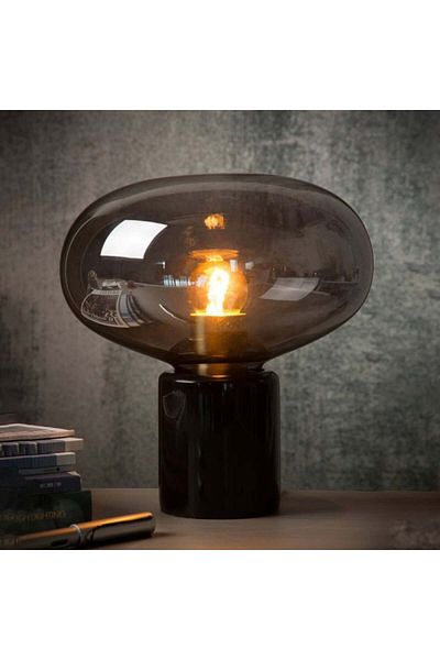 Siera Black marble and smoke glass lampshade T-7017S