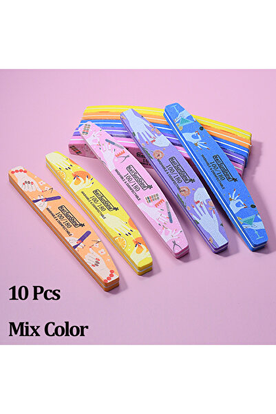 Choice مجموعة متنوعة من 10 قطع من ملفات الأظافر الإسفنجية على شكل نصف قمر 100...