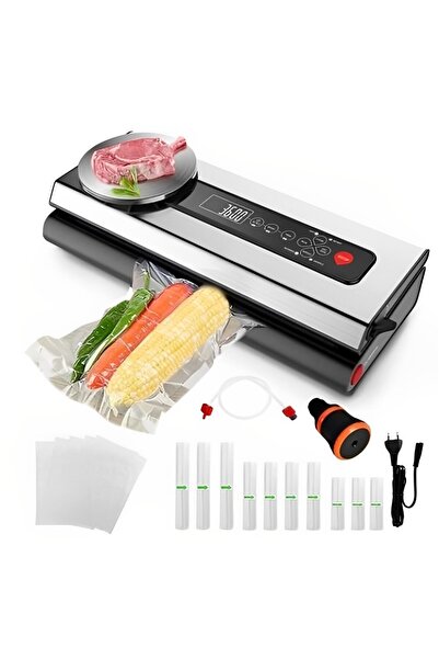 ideal STORE Μηχανή σφράγισης κενού τροφίμων idealSTORE, Περιλαμβάνει 9 ρολά αλουμινίου, 5 σακούλες αποθήκευσης, ενσωματωμένη ζυγαριά, 12