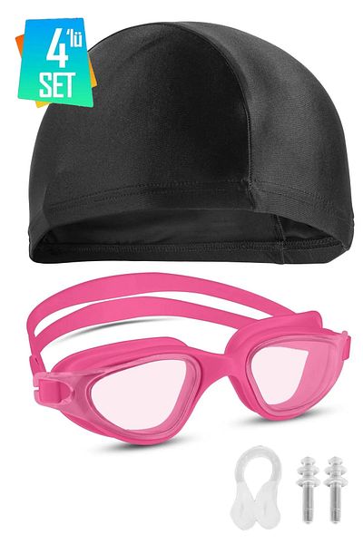 NUBLADO Swimmer Pro Anti-Fog Antifog Swimming Goggles with Ear Nose Plug Adjustable Sea Pool Set of 4