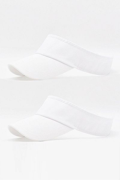 Külah Women's Tennis Visor Cap Beach Sunscreen Sports Hat 2 Pack White-White