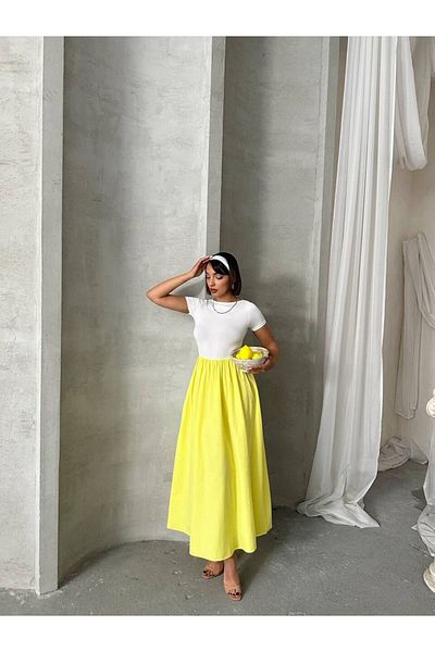 karpuzbutiks Sandy Poplin Dress Yellow-L