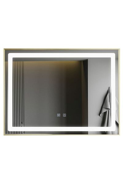 Optimaline Bathroom Mirror with LED Lighting 60mm x 80mm, Anti-Fog Function, Touch Switch, Antique Bronze Frame