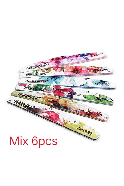 Choice مزيج 6 قطع 6 قطع مبرد أظافر 80/100/150/180/240/320 سميك صنفرة أظافر اح...