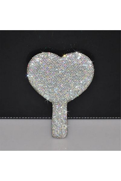 Choice Clear Diamond Handheld Makeup Mirror Love Heart Mirror Female Handle Makeup Cosmetic Beauty Tools Ha