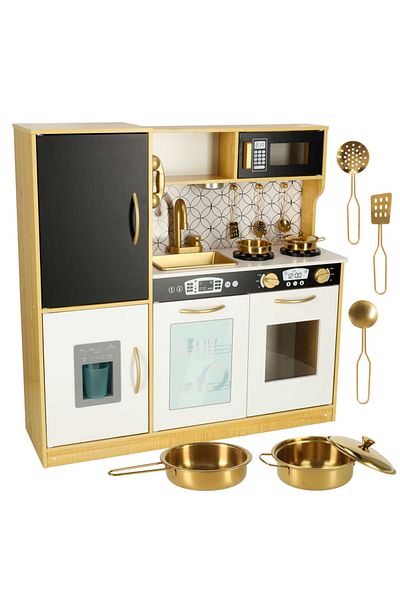 Micostore Children's Kitchen, Wooden, with Refrigerator and LED Lighting, 82 x 24 x 81 cm, Superior Quality