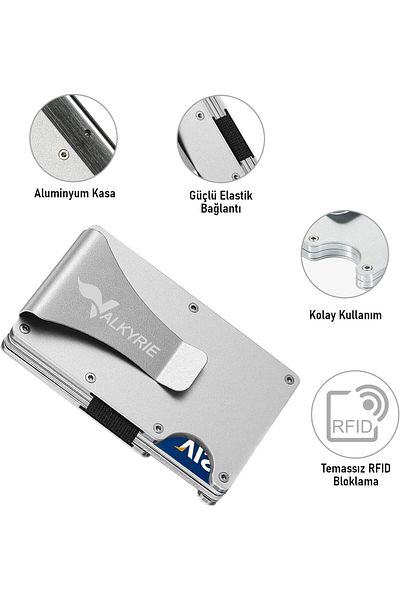 valkyrie Rfid Protected Aluminum Metal 20 Cards Capacity Slim Lightweight Secure Card Holder Silver