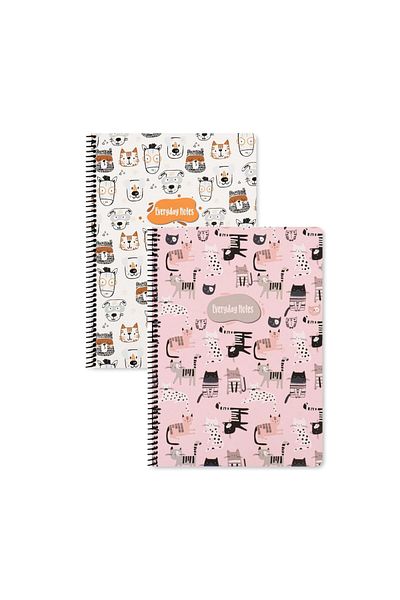 Keskin Colors Keskin Color Animal Friends Striped Notebook Set (Piece of 2) |   16.5 X 22.5cm |   Spiral – 80 Sheets