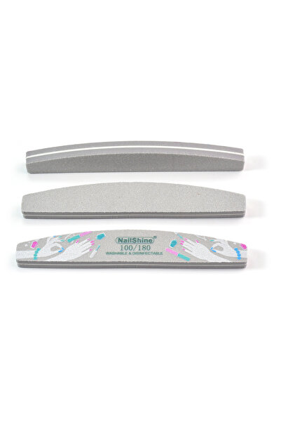 Choice 10 قطع من مبردات الأظافر الإسفنجية نصف القمرية باللون الرمادي، تصميم خ...