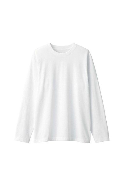 Muji قميص جيرسي برقبة دائرية وأكمام طويلة