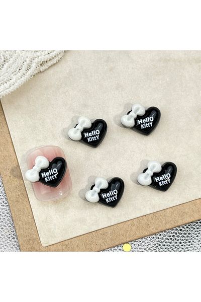 Miniso 3712-05 20Pcs DIY Nail Accessories: Hello Kitty Cartoon Nail Decor with Lovely 3D Bow and Cat Design