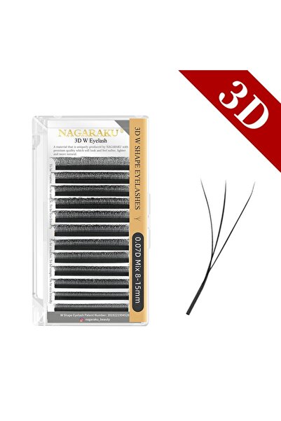 Choice1 رموش NAGARAKU W سوداء ثلاثية الأبعاد بمقاس 8-15 مم، 0.07 مم، على شكل حرف D، مراوح جاهزة للإزهار التلقائي