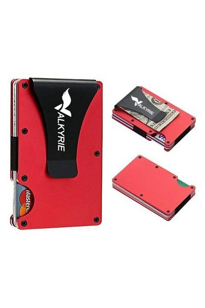 valkyrie Rfid Protected Aluminum Metal 20 Card Capacity Slim Lightweight Secure Card Holder Red