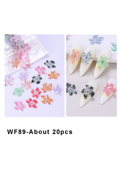 Choice WF89-20 قطعة 20/50/100 قطعة زينة أظافر على شكل زهرة الكركديه الملونة ث...