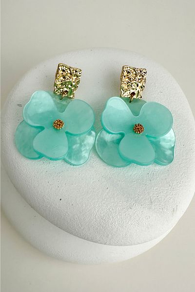 Modex Acrylic Metal Detail Dangle Flower Earrings (6cm)