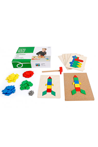 OEM Joc Educativ de constructii cu ciocan si cuie Forme Geometrice