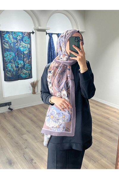 Merwiss Sunrise Flower Pattern Women's Shawl - Mink