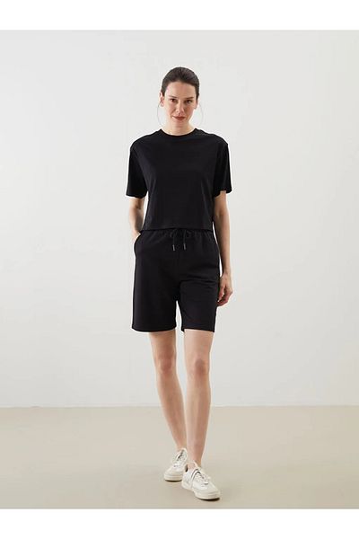 LC Waikiki LCWAIKIKI Κλασικό μαύρο γυναικείο σορτς με ελαστική μέση