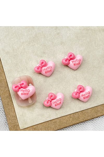 Miniso 3710-05 20Pcs DIY Nail Accessories: Hello Kitty Cartoon Nail Decor with Lovely 3D Bow and Cat Design